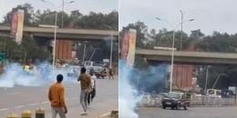 Police lobby teargas at demonstrating UoN students.
